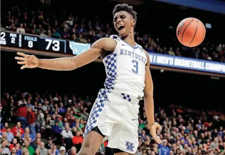  ?? [AP PHOTO] ?? Kentucky guard Hamidou Diallo, who was drafted 45th overall in Thursday’s NBA Draft by Brooklyn, can’t officially join the Thunder until July 6 at the earliest because his draft rights are involved in a trade between the Hornets and Nets.