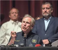  ?? USA TODAY NETWORK ?? Gov. Greg Abbott speaks Wednesday after the shooting at Robb Elementary School in Uvalde, Texas.