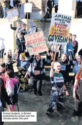  ??  ?? School students in Bristol protesting for action over the climate earlier this year
