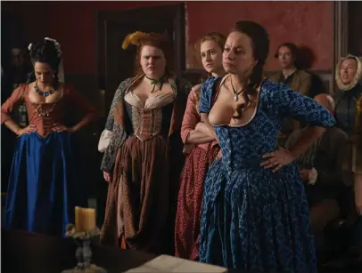  ??  ?? Samantha Morton stars as Margaret Wells in Harlots; Catherine Walker plays Roisin and Emmett Scanlan is Michael in The Deceived