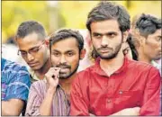  ??  ?? The punishment given to Anirban Bhattachar­ya (centre) and Umar Khalid (right) remained the same as earlier. HT FILE