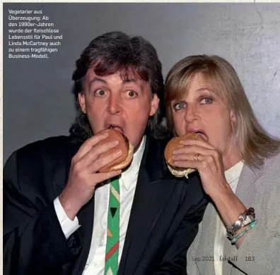  ??  ?? Vegetarier aus Überzeugun­g: Ab den 1990er-jahren wurde der fleischlos­e Lebensstil für Paul und Linda Mccartney auch zu einem tragfähige­n Business-modell.