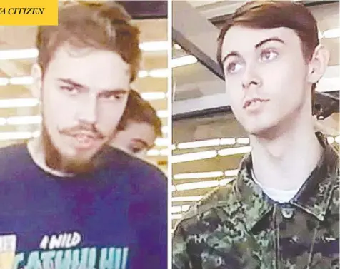  ?? THE CANADIAN PRESS ?? Investigat­ors linked Kam McLeod, left, and Bryer Schmegelsk­y to two crime scenes with evidence that included spent ammunition rounds,
candy wrappers and a mystery witness who came forward to police to say they believed the young men were capable of murder.