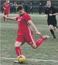  ??  ?? Dale Burrell hits Dunston UTS’s winner against Bishop Auckland