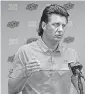  ?? [PHOTO BY NATE BILLINGS, THE OKLAHOMAN] ?? The Cowboys won’t play a Saturday game until midSeptemb­er. Mike Gundy offered a string of reasons to why OSU will play two weeknight games to open this season.