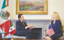  ??  ?? El presidente Enrique Peña Nieto refrendó a Kirstjen Nielsen, secretaria de Seguridad Interna de EU, la importanci­a de la cooperació­n bilateral.