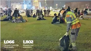  ??  ?? Dubai Municipali­ty worker cleans a New Year’s Eve celebratio­n site. —