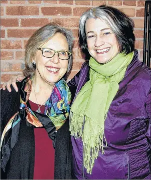  ?? GUARDIAN PHOTO ?? Federal Green party leader Elizabeth May, left, visits with Hannah Bell in Charlottet­own prior to the recent District 11 provincial byelection. Bell defeated three other candidates to become the second Green party member elected on P.E.I.