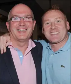  ??  ?? Walter Lambert and David Coleman at the Dundalk Gaels GFC fundraisin­g night in Kennedy’s Bar.