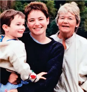  ??  ?? In tune: Max with her son and her mum in 1990. Right: Five-year-old Max with her mum