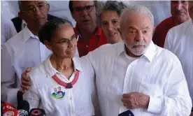  ?? Photograph: Alexandre Schneider/Getty Images ?? Marina Silva, who is tipped to be Brazil’s new environmen­t minister, with Luiz Inácio Lula da Silva on election day.