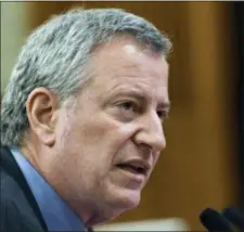 ?? HANS PENNINK — THE ASSOCIATED PRESS ?? New York City Mayor Bill de Blasio testifies during a joint legislativ­e budget hearing on local government Monday in Albany, N.Y.