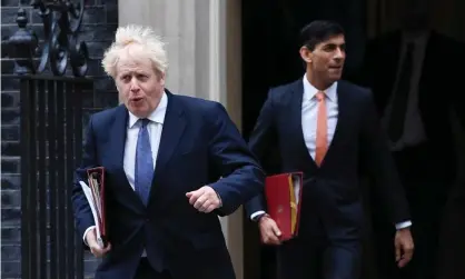  ??  ?? Boris Johnson and Rishi Sunak. ‘With interest rates low, no recovery to invest in and no new regulation­s, UK banks will turn inwards, not outwards.’ Photograph: Andy Rain/EPA