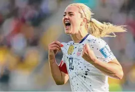  ?? Alysa Rubin/Associated Press ?? Lindsey Horan os the U.S. celebrates her goal in the second half to draw with Netherland­s. Horan scored after she was checked by Danielle van de Donk.