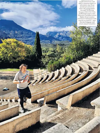  ?? ?? ‘I can barely see for the sweat in my eyes’: Chris does shuttle runs up the steps of the Sainopoule­io Amphitheat­re