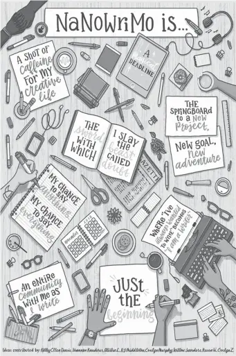  ??  ?? NaNoWriMo 2018 “NaNoWriMo is…” poster. (Photo from NaNoWriMo website)