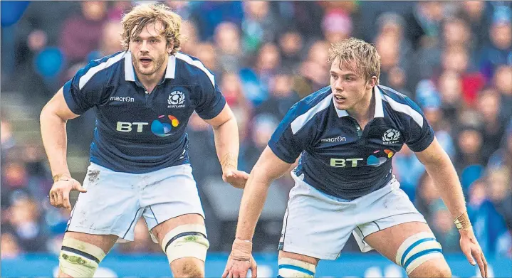 ?? Picture: SNS ?? A TALL ORDER: Building on their impressive performanc­es, brothers Richie and Jonny Gray need to focus on the offensive game rather than defensive.