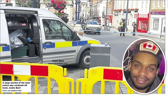  ?? Picture: Louis Gladstone Annan Picture: Louis Gladstone Annan ?? A large section of the town centre was cordoned off. Inset, Andre Bent Andre Bent
