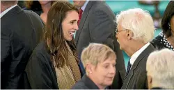  ??  ?? Prime Minister Jacinda Ardern and Christchur­ch Mayor Lianne Dalziel at yesterday’s funeral.