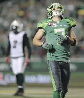  ?? MICHAEL BELL/REGINA LEADER-POST/FILES ?? Wide receiver Weston Dressler, above, and defensive end John Chick were released by the Riders Thursday. Dressler had signed a four-year contract extension in 2015.