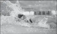  ?? NWA Democrat-Gazette/BEN GOFF • @NWABENGOFF ?? Madeline Marks of Bentonvill­e swims in the girls 200 freestyle Saturday during the class 6A state swimming championsh­ip meet at the Bentonvill­e Community Center. Marks won the event.