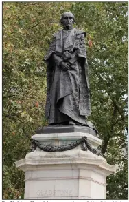  ?? (AP/Kirsty Wiggleswor­th) ?? The Gladstone Memorial, a statue of former British Prime Minister William Gladstone, the son of sugar and coffee plantation owner John Gladstone, is seen Friday in London.