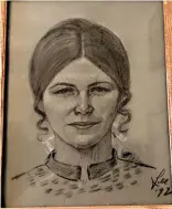  ?? Submitted photo ?? ■ Columnist John Moore’s mother in a sketch that reflects a hairstyle many women wore in the early 1970s.