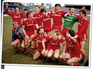  ??  ?? DOMINANT: Grobbelaar (top, second right) celebrates 1985-86 title win