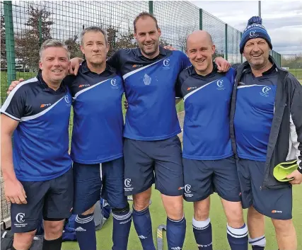  ?? ?? Four former Clifton Robinsons first-team captains - Adam Davies, Ian King, Ollie Fuller and Tom Jarvie and playercoac­h Darren Reynolds - all played for the club’s 5ths in a 4-2 win against South Gloucs