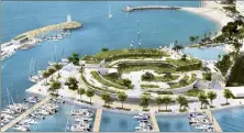  ??  ?? Le projet prévoit la démolition puis la reconstruc­tion du bâtiment « Coeur Marina » où des toitures végétalisé­es doivent voir le jour. Un hôtel de luxe est également prévu. (Photos Ville de Villeneuve-Loubet)