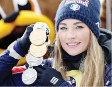  ?? GETTY ?? Dorothea Wierer con le quattro medaglie mondiali di Anterselva