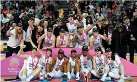  ?? Zac Goodwin/PA ?? London Lions celebrate with the EuroCup trophy after victory against Besiktas. Photograph: