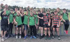  ??  ?? Halton Farnworth Hornets U12s celebrate defeating Thatto Heath 18-4 to reach the Lancashire Cup Final.