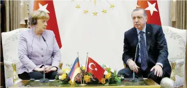  ?? Ansa ?? C’eravamo tanto amati La cancellier­a Angela Merkel e il presidente turco Recep Tayyip Erdogan