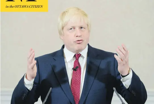  ?? LEON NEAL / AFP / GETTY IMAGES ?? Former London mayor Boris Johnson shocked Britain on Thursday when he announced he will not stand for the Conservati­ve Party leadership after his key ally in the Brexit campaign, Justice Secretary Michael Gove, withdrew his support for Johnson and...