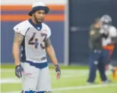  ?? The Denver Post ?? Broncos safety T. J. Ward, at practice Friday, is looking forward to being back in the Bay Area for Super Bowl 50. “I smell that grass and it reminds me of playing Pop Warner,” he says. John Leyba,