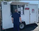  ?? (Arkansas Democrat-Gazette/Eric E. Harrison) ?? We had a half-hour wait for a half-dozen wings, awash in a honey barbecue sauce, from the WangzNThan­gz food truck recently at OrthoArkan­sas’ Ortho Eat & Go.