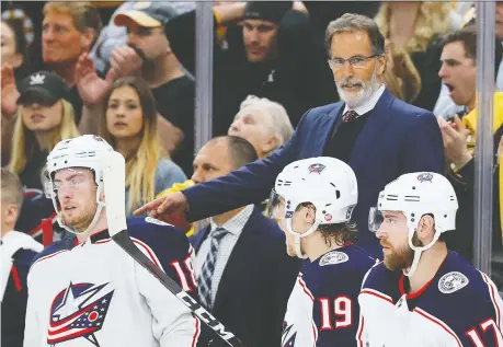  ?? MADDIE MEYER/GETTY IMAGES FILES ?? Columbus Blue Jackets coach John Tortorella says he's not sure if his team will be able to open the season on Jan. 14 against the Nashville Predators. A total of 19 players missed practice on Friday in accordance with NHL COVID-19 protocols.