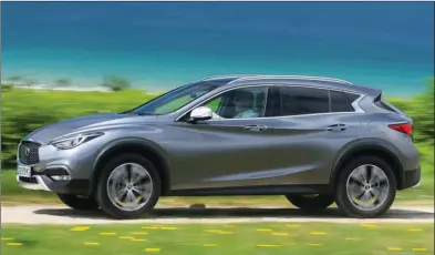  ??  ?? Le QX30 possède des lignes qui ne laissent personne indifféren­t. Infiniti QX30 2.2d DCT AWD Luxe Tech 46 040 € 170 ch CO2 : n.c. g/km