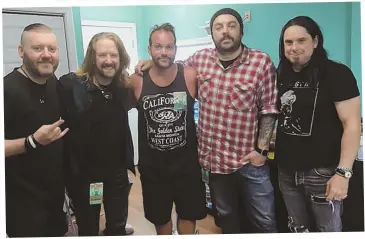  ??  ?? ‘Roadies, The Documentar­y’ producer Adriano Masciarell­i, center, with the band Seether, from left Dale Stewart, John Humphrey, lead singer Shaun Morgan, and Bryan Wickmann.