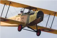  ??  ?? Ron Liska flew his beautifull­y detailed Curtiss “Jenny” during the WW I gaggle.The Jenny has a 150-inch wingspan and is powered by a 3W 60cc gas engine. The classic biplane weighs in at 33 pounds.