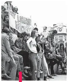  ??  ?? Demonstrat­ion, with Gay Liberation Front Banner, circa 1972.