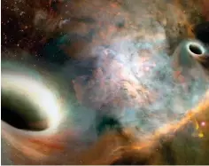  ??  ?? Vue d’artiste de la danse des trous noirs, dans la galaxie 0402+379.