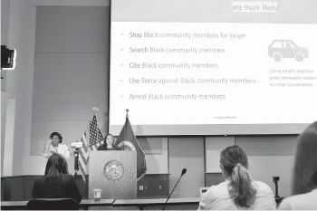  ?? DAVID JOLES/STAR TRIBUNE ?? Minnesota Department of Human Rights Commission­er Rebecca Lucero speaks during a press conference Wednesday. A report following a two-year investigat­ion by her agency slammed the Minneapoli­s Police Department.