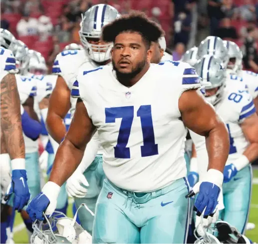  ?? AP ?? Cowboys starting right tackle La’el Collins was suspended five games for violating the NFL’s substance-abuse policy. He’ll be eligible to return to the roster Oct. 18.