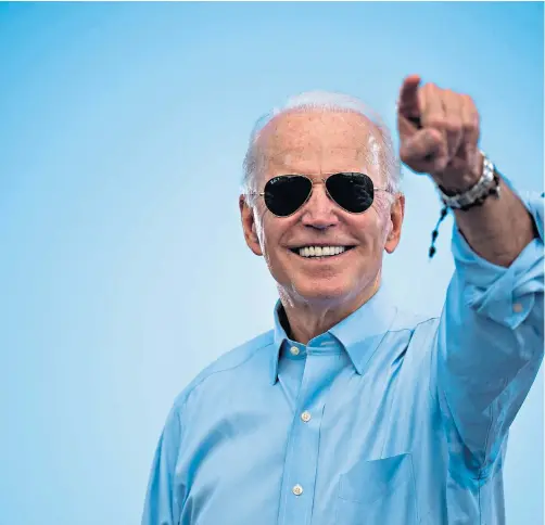  ??  ?? Democratic presidenti­al candidate Joe Biden gestures prior to delivering remarks at a drive-in event in Coconut Creek, Florida