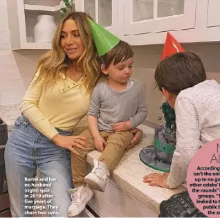 ??  ?? Bartel and her ex-husband (right) split in 2019 after five years of marriage. They share two sons.