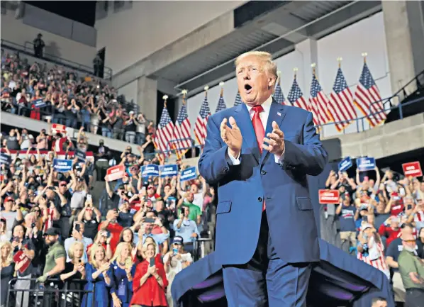  ?? ?? Former US president Donald Trump was cheered by thousands of his supporters in the swing state of Pennsylvan­ia when he hinted that he intended to run for the presidency in 2024