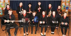  ??  ?? The Craobh an Rath Charlevill­e U15 Grúpa Cheoil that competed in the Cork County Fleadh Cheoil, which was held in Kinsale last weekend.