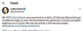  ?? ?? La periodista se pronunció a través de Twitter